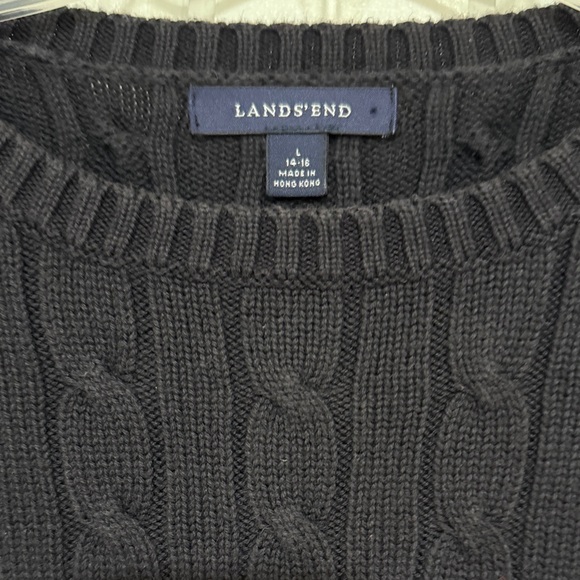 Lands End Classic Navy Cable Knit Women’s Sweater - Picture 2 of 6